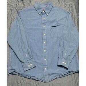 Men's IZOD Long Sleeve Blue & White Plaid Button Up - 2XL